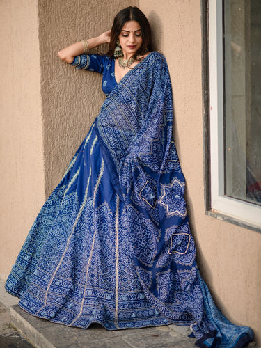 Buy Beautiful Navy Blue Banarasi Silk and Jacquard Lehenga Choli with  Georgette Dupatta at best price - Gitanjali Fashions