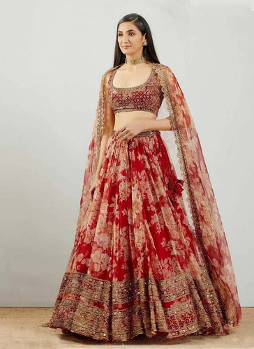 Dark Pink Georgette Lehenga Choli with Coding and Sequence w