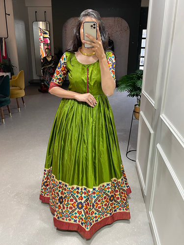 Latest Designer Party Wear Dola Silk Gown With Dupatta - Stylecaret.com