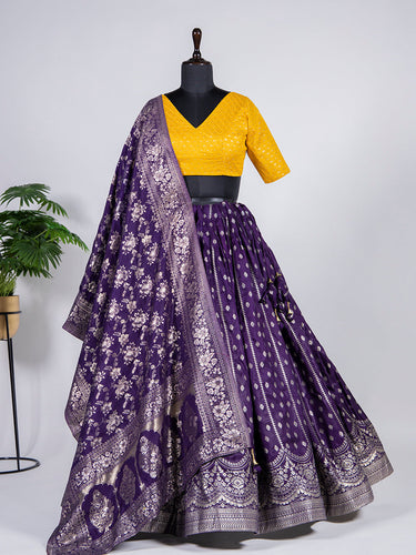 Festival Purple Silk Woven Zari Lehenga LLCV112459