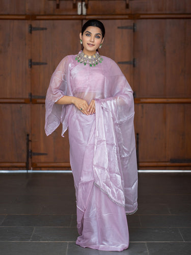 Powder Pink Lace Border Net Saree – Peepal Clothing