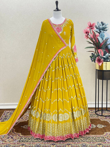 Haldi Function Dress Yellow Outfit for Women