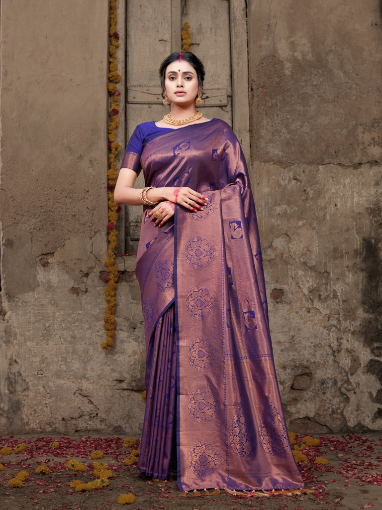 Pure Kanjeevaram Silk Mahalaxmi Violet Saree