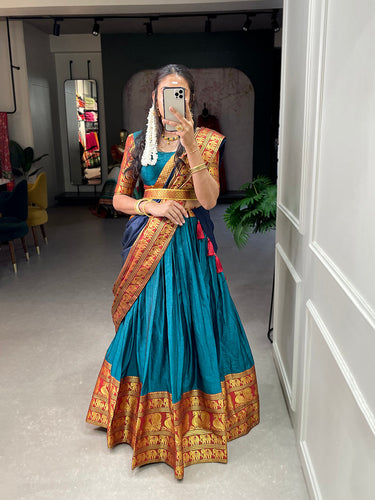 Buy New Kanjivaram Silk Half Saree Lehenga Pure Zari Weaving South Indian  Wedding Woman Half Saree Lehenga With Stitch Women Blouse and Lehenga  Online in India - Etsy