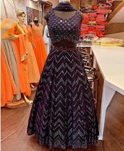 Load image into Gallery viewer, Dark Wine Georgette Lehenga Choli with Heavy Embroidery thread and Sequence work