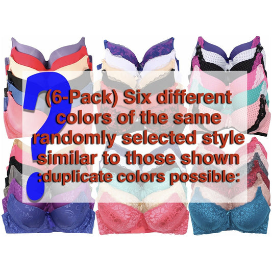 ToBeInStyle Women's Pack of 6 Mystery Bras - Basics - Size 36A