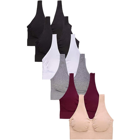 ToBeInStyle Women's Pack of 6 Molded Cup Fully Lined Sports Bras - 38B 