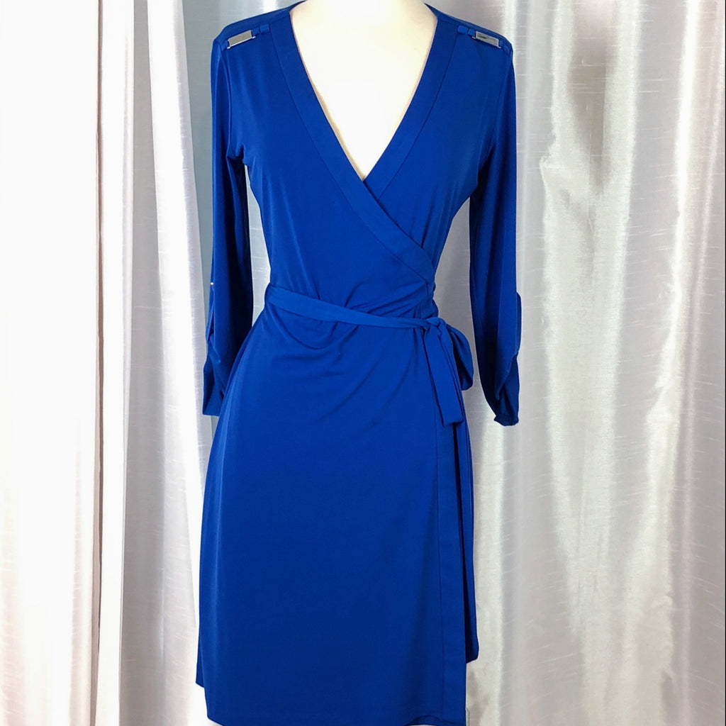 CALVIN KLEIN Royal Blue Wrap Dress Size 4 – Style Exchange Boutique PGH