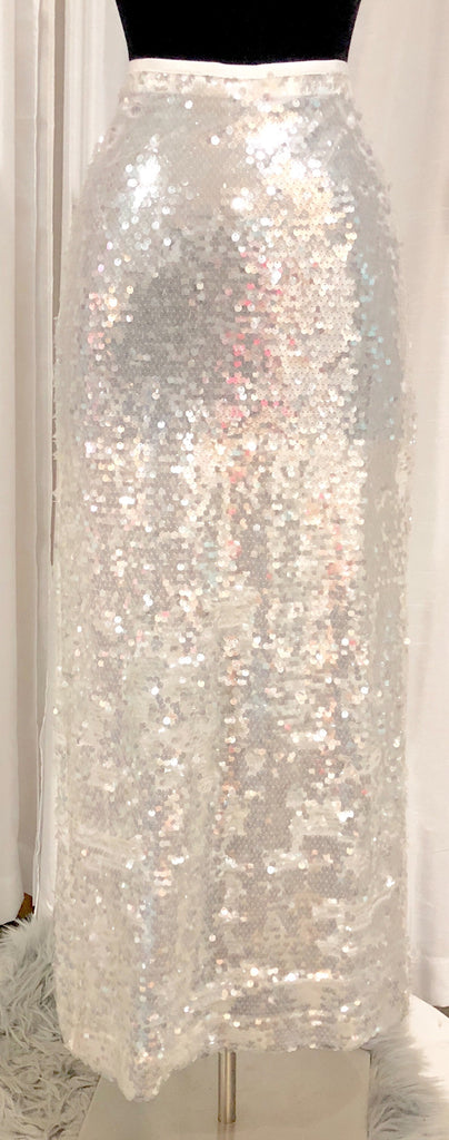 zara sequin skirt silver