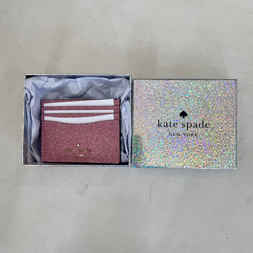 KATE SPADE Small Slim Glitter Card Holder Blush NWT – Style Exchange  Boutique PGH