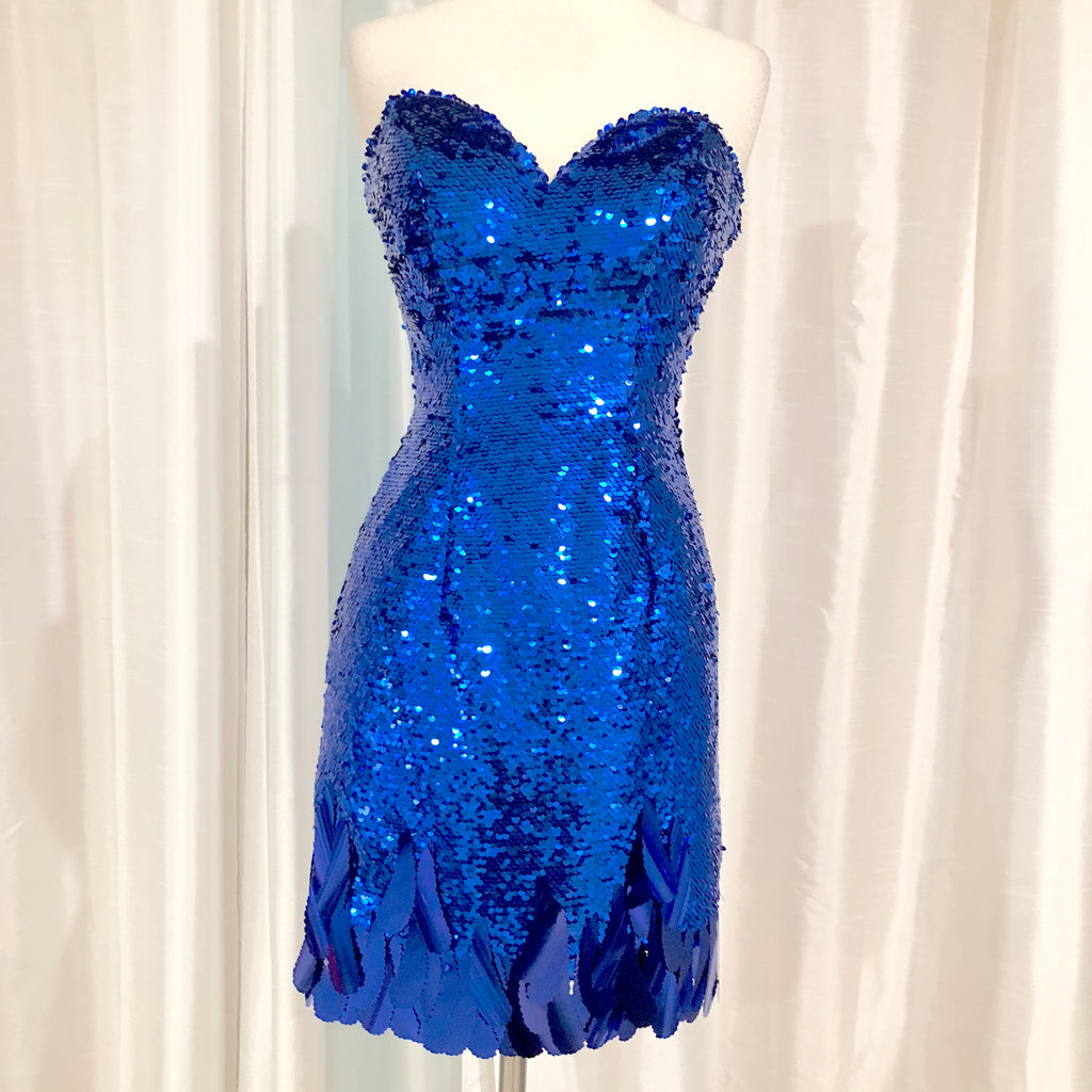 blue sequin gown