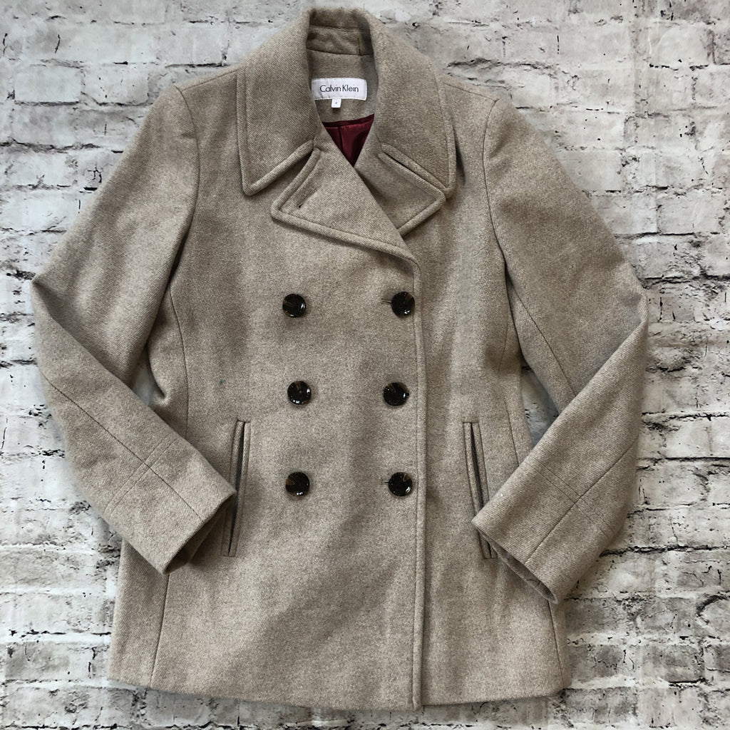 CALVIN KLEIN Tan Beige Wool Blend Double Breasted Pea Coat Size 6 – Style  Exchange Boutique PGH
