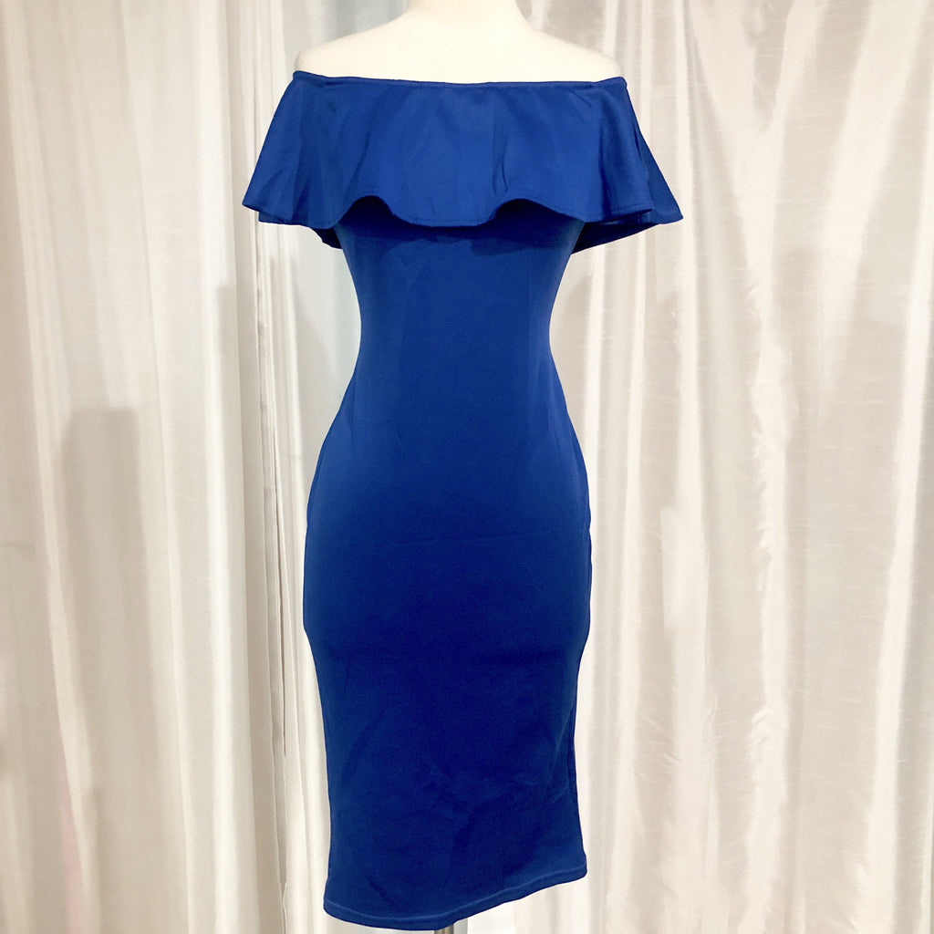 royal blue tea length dress