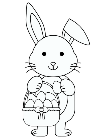 Bunny with Basket Coloring Sheet