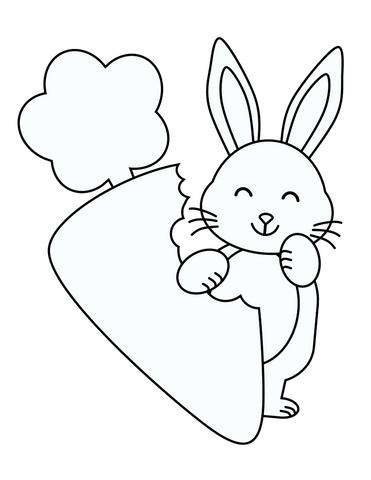 Bunny with Carrot Coloring Sheet