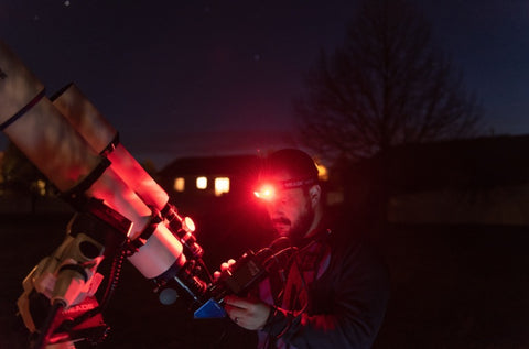 red and white headlamp