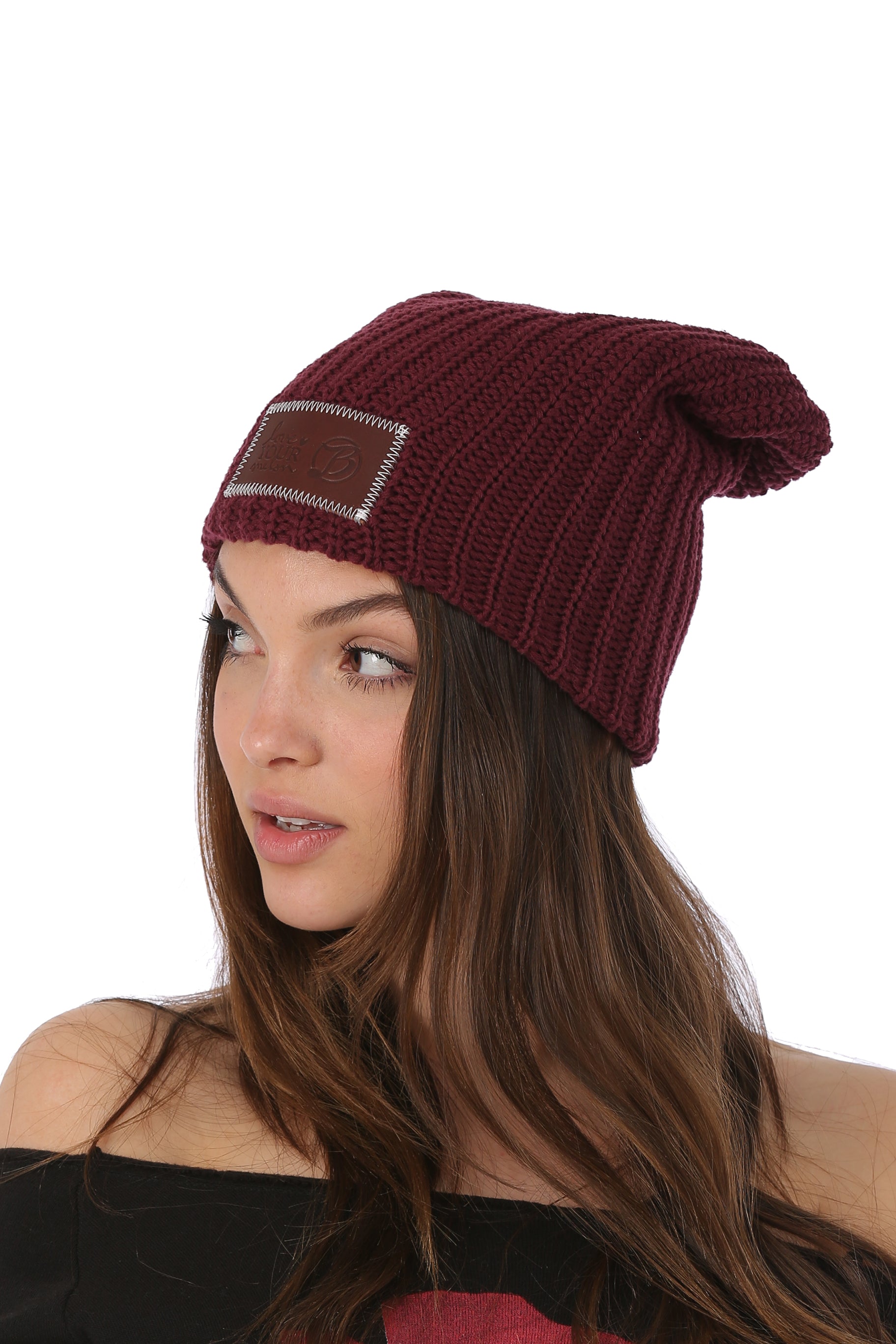 LYM Collaboration Knit Slouch Beanie / Burgundy - Belly Up Collection