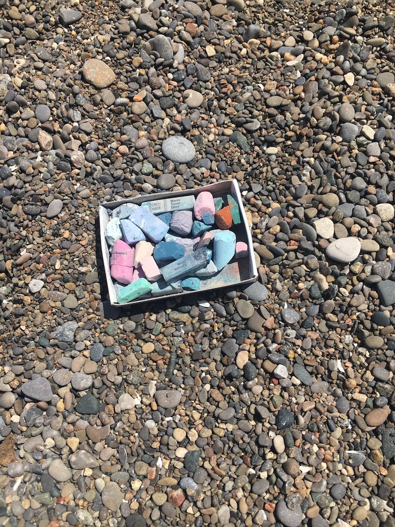 pastels in a little box on the rocks