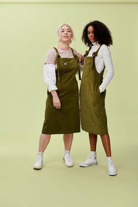 olive green dungaree dress