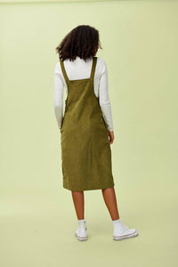 olive green dungaree dress