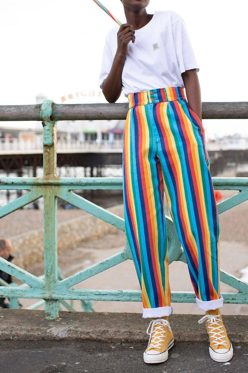 vintage colorful striped jeans