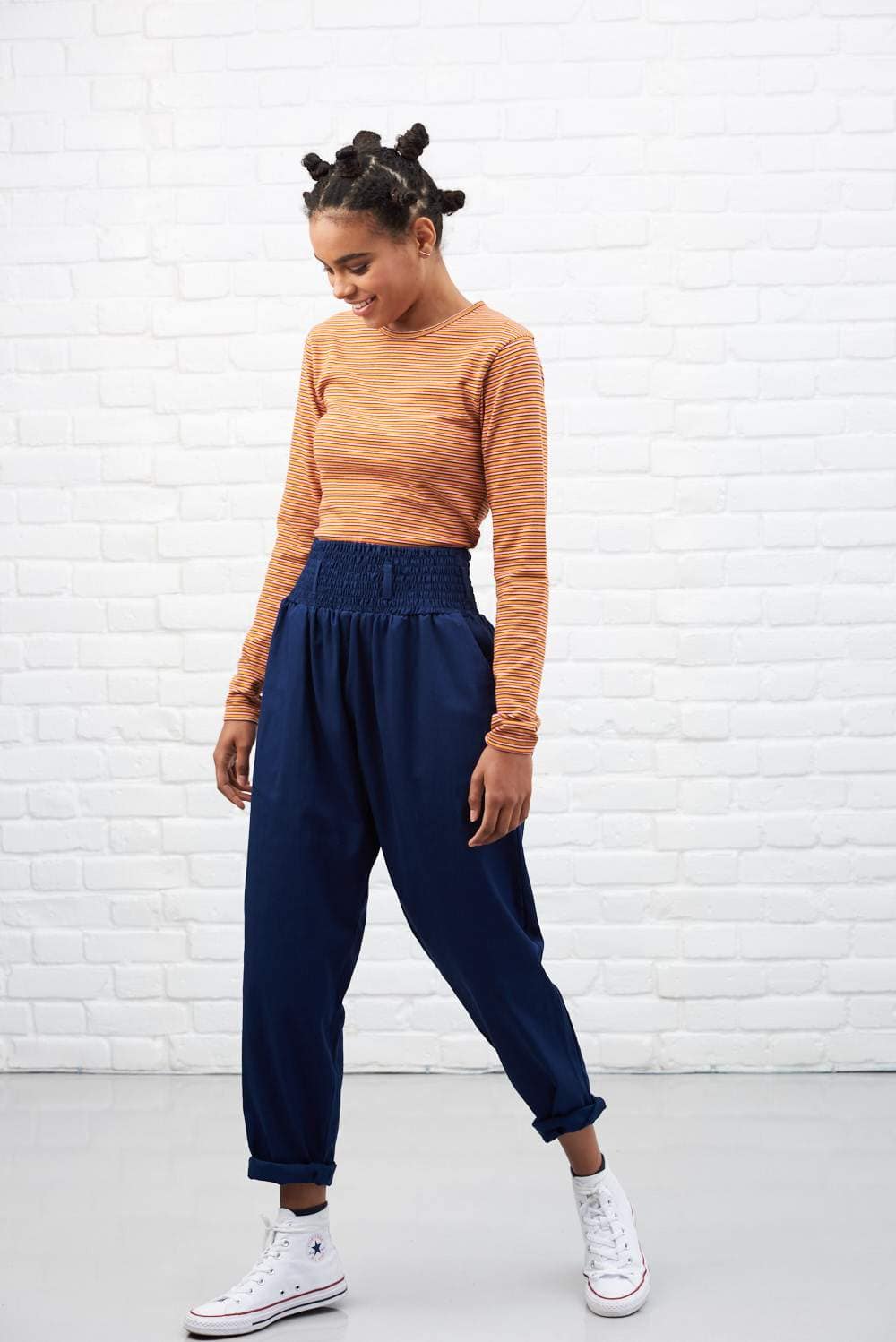 Lucy & Yak | 'Alexa' in Ink Blue High Waisted cotton Trousers