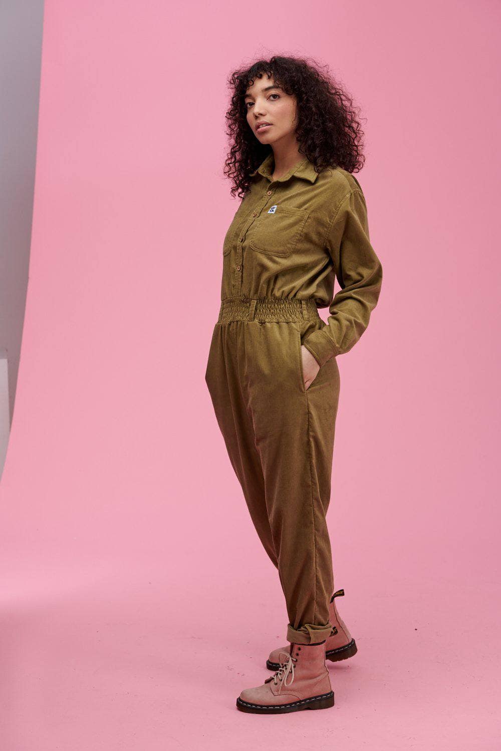 dark green boiler suit