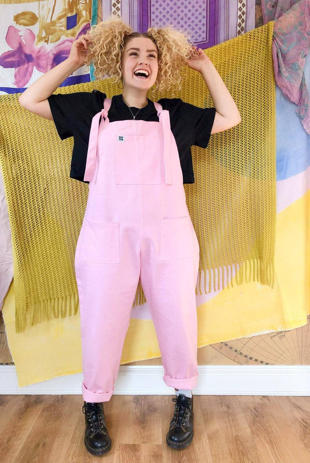 baby pink dungarees