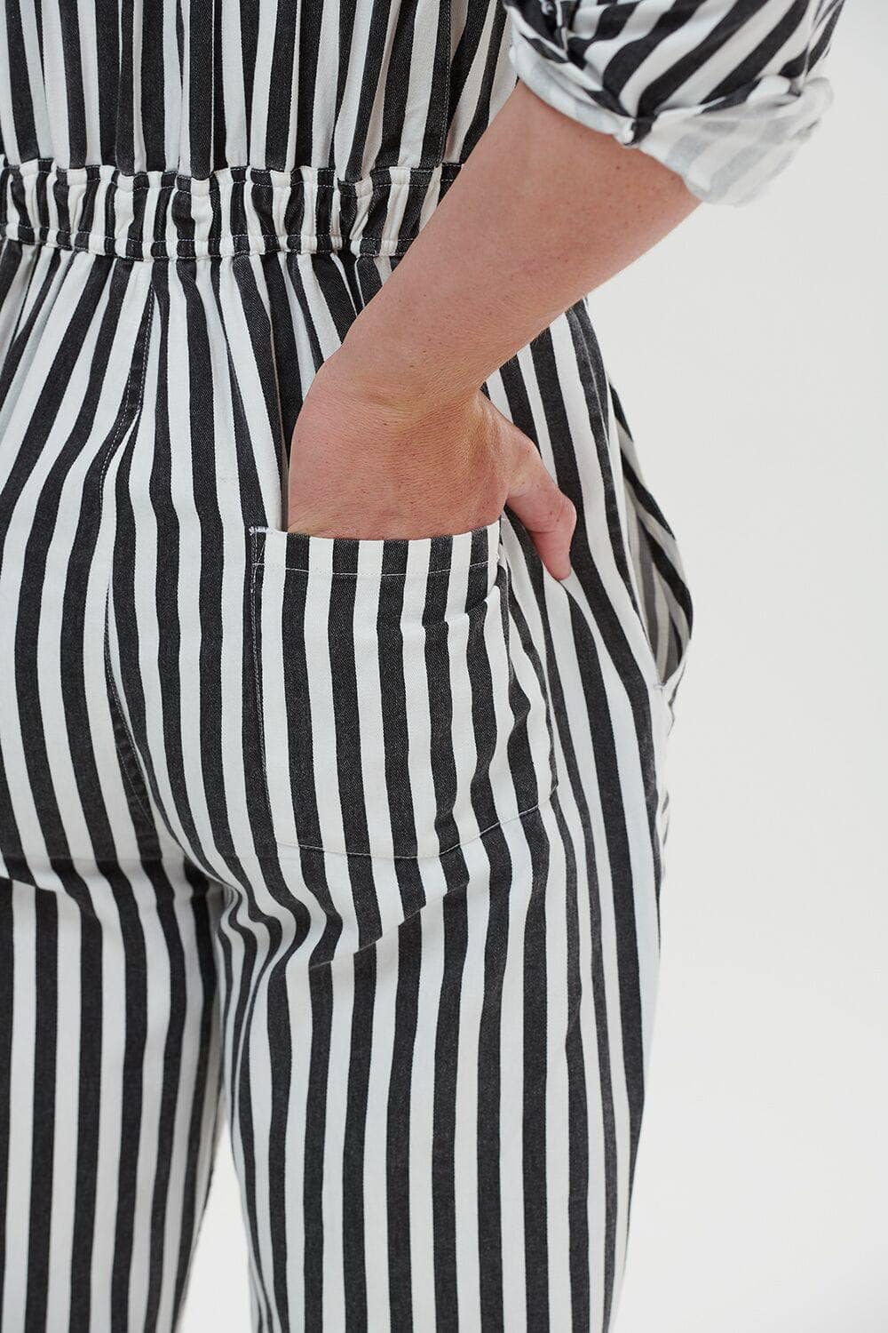 striped boiler suit