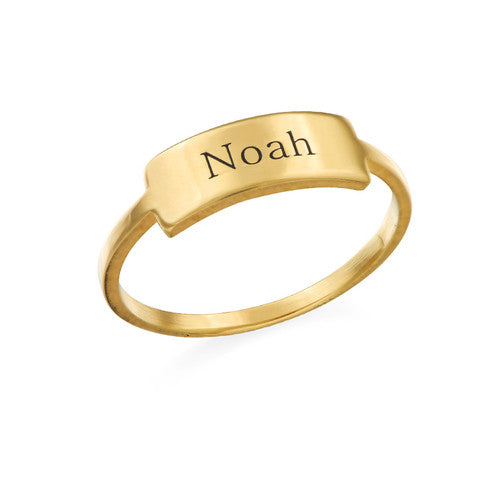 Engraved Nameplate Ring in 18K Gold Plating – My Family Necklace