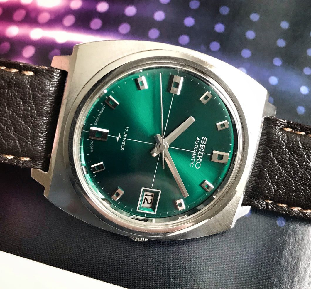 COOL~1972 GREEN DIAL'd SEIKO 7005-7001 AUTOMATIC – RETROWATCHGUY