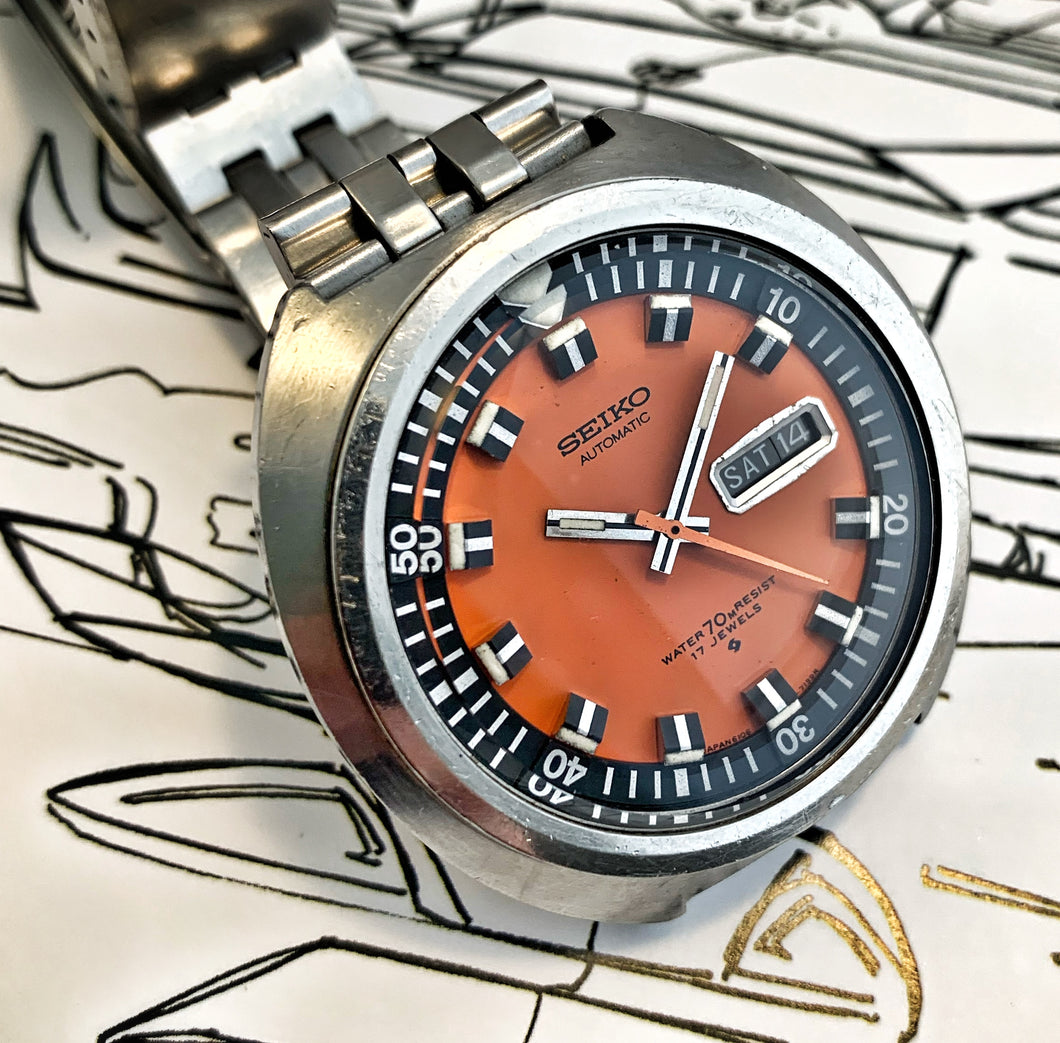 SUNKIST~1969 SEIKO 6106-7109 UFO DIVER – RETROWATCHGUY