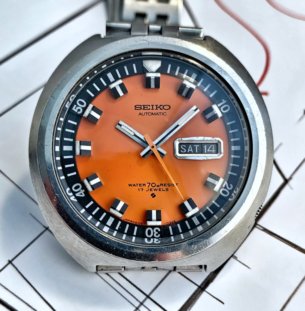 SUNKIST~1969 SEIKO 6106-7109 UFO DIVER – RETROWATCHGUY