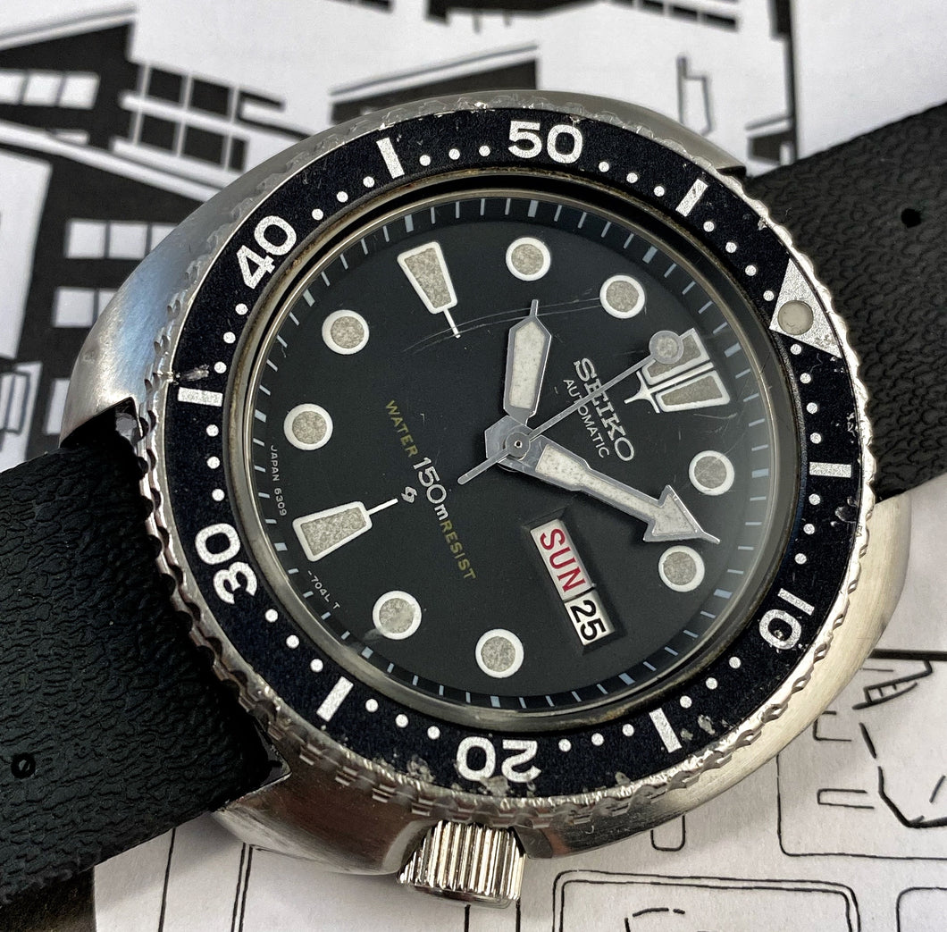 SUBLIME~APRIL 1980 SEIKO 6309-7049 CLASSIC TURTLE DIVER – RETROWATCHGUY