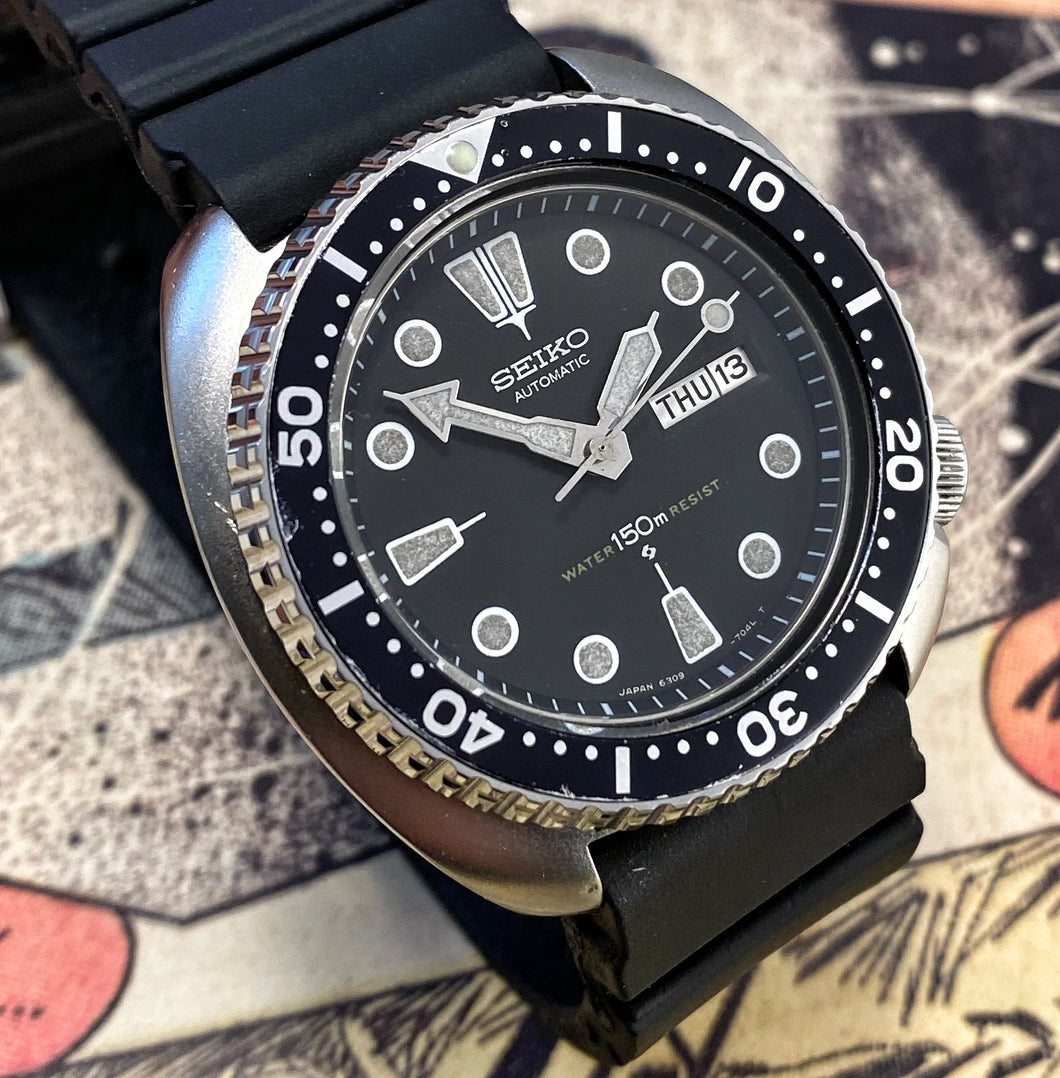 SUBLIME~AUGUST 1980 SEIKO 6309-7049 CLASSIC TURTLE DIVER – RETROWATCHGUY