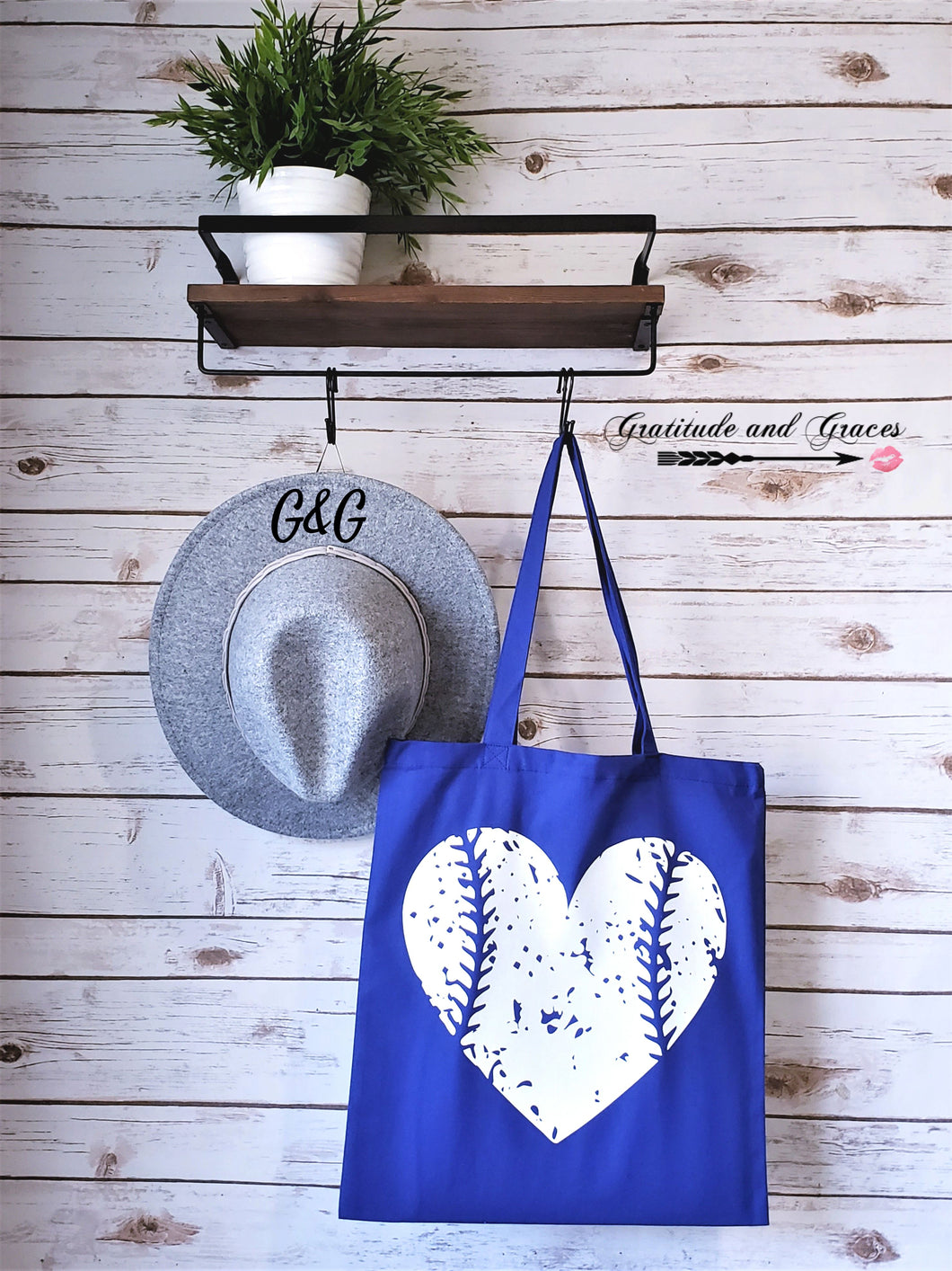 Canvas Tote Bag "Baseball Heart" in Blue - Gratitude and ...