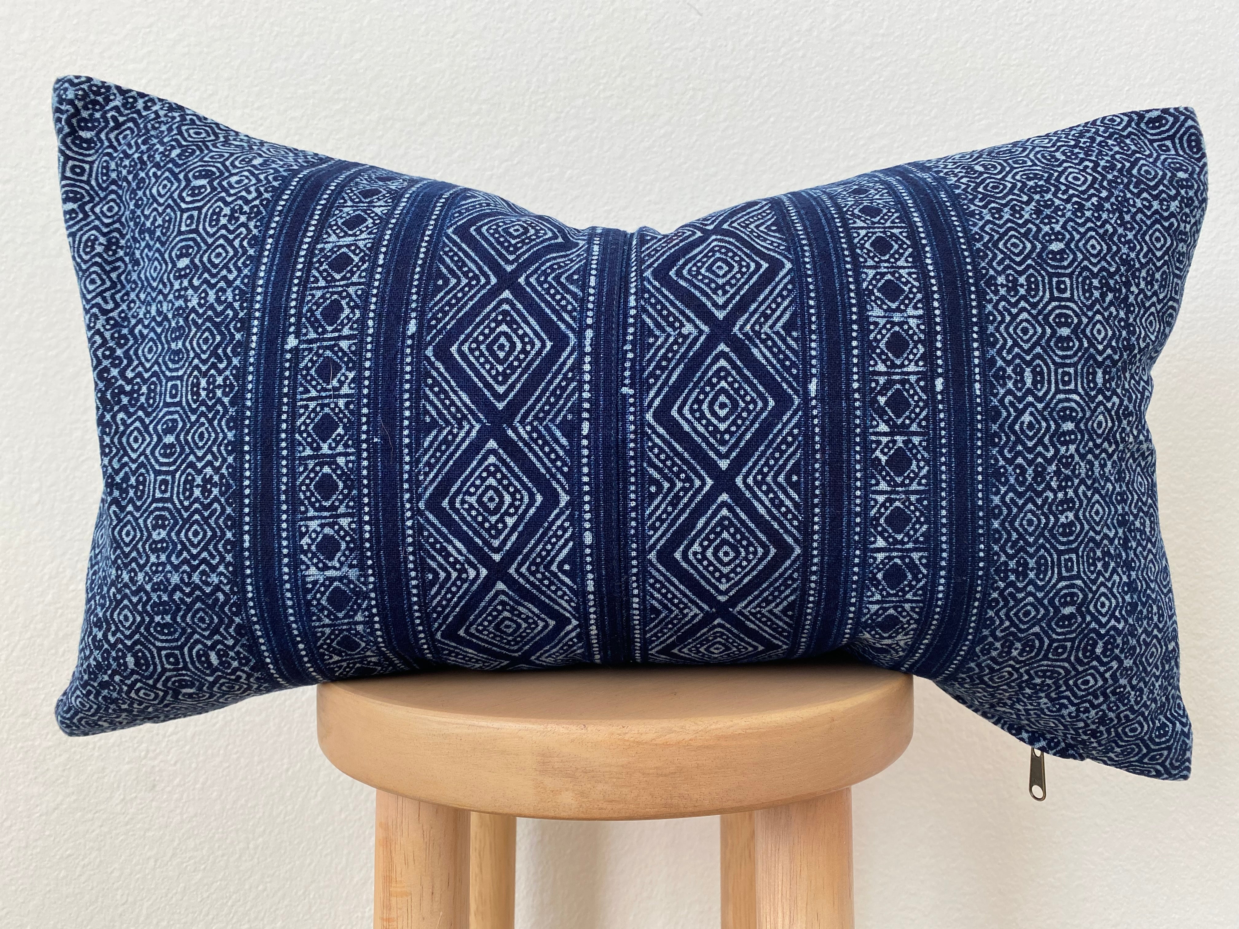 Indigo Batik Long Lumbar pillow