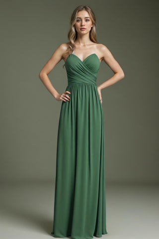 full-longth green bridesmaid dresses