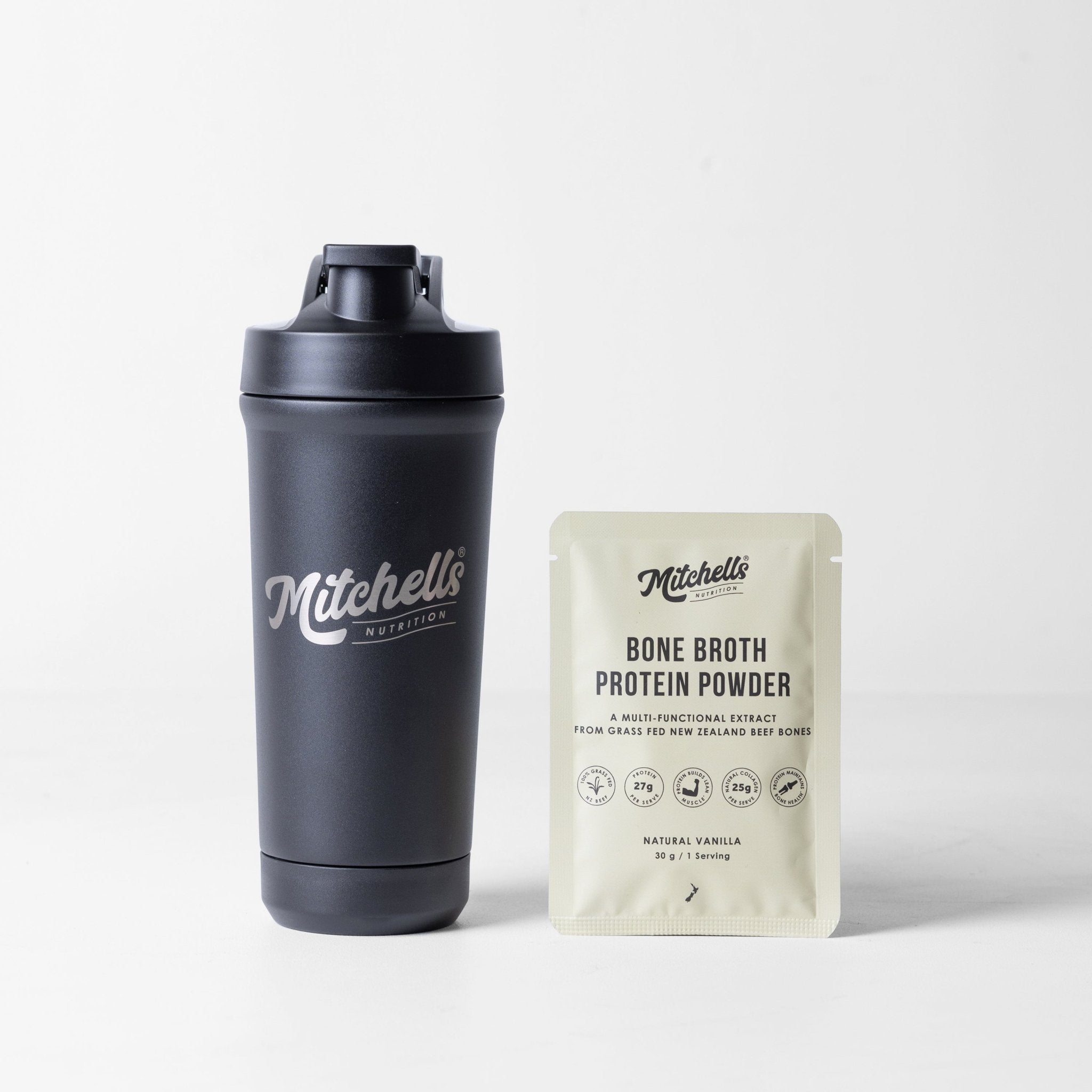 Premium Stainless Shaker + BONUS Single Serve - Mitchells Nutrition