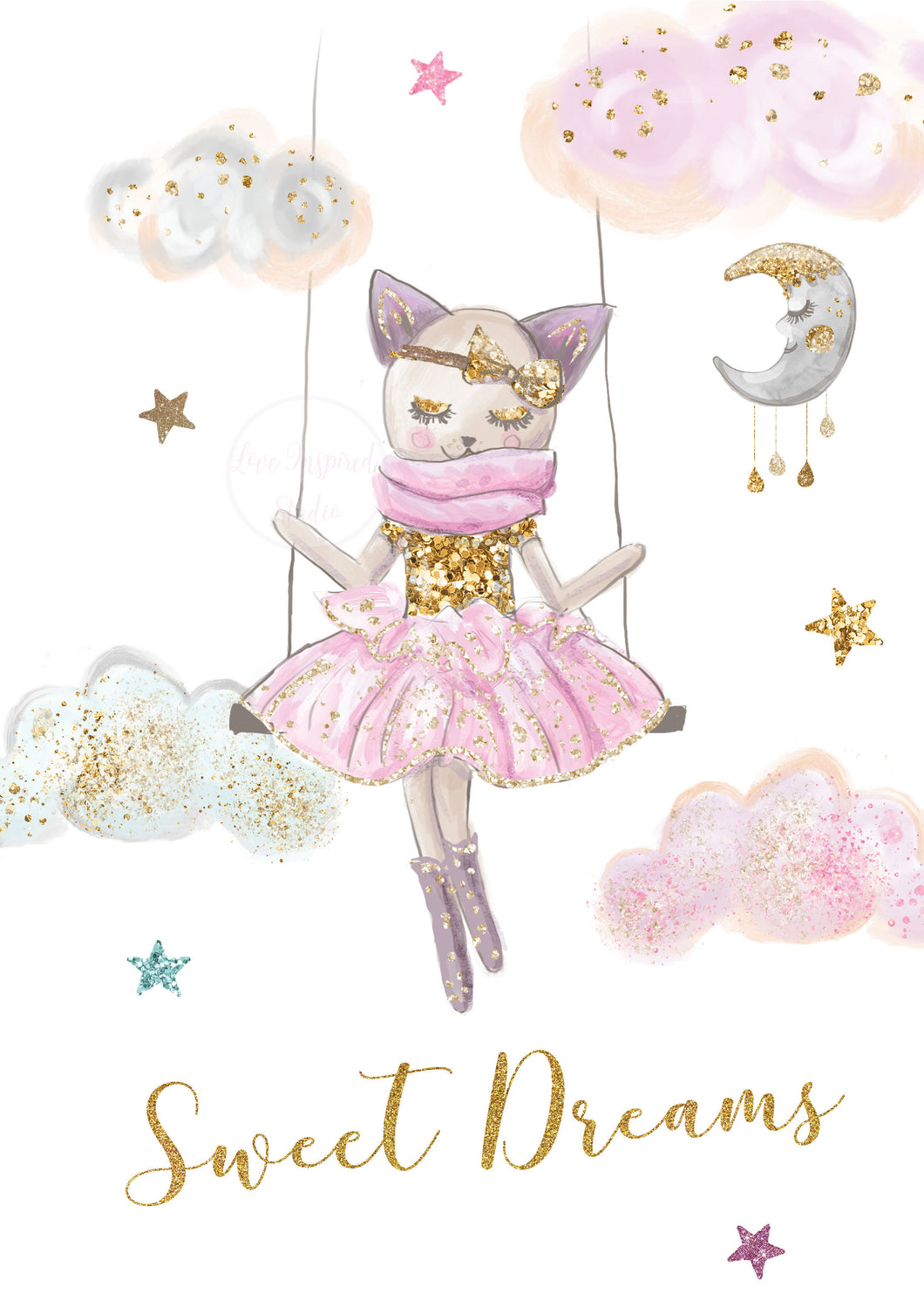 Sweet Dreams Cat Girls Room Print | Wall Prints & Printables