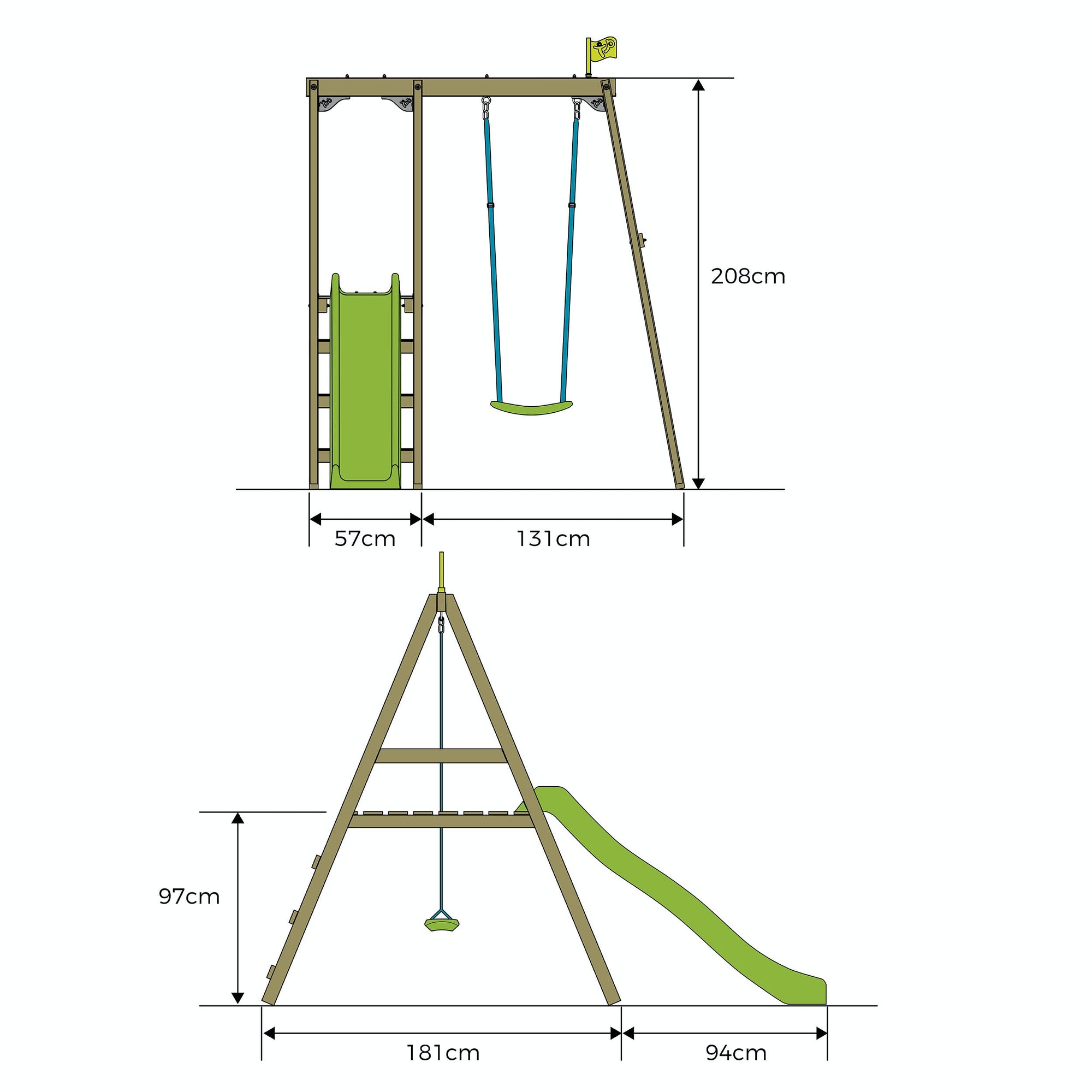 tp toys forest slide and swing multiplay set