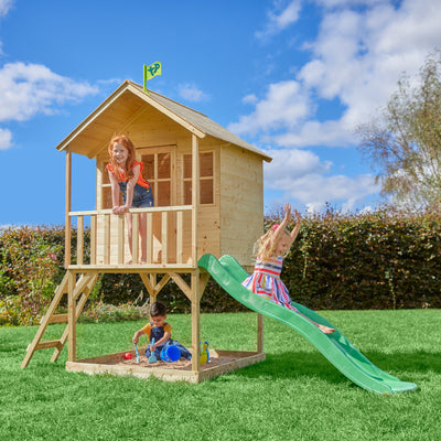 tp wooden playhouse with slide