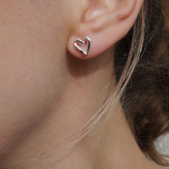 Silver Heart Studs- Tiny heart earrings