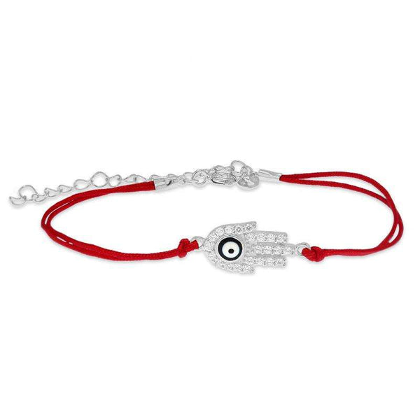 red string hamsa hand evil eye bracelet
