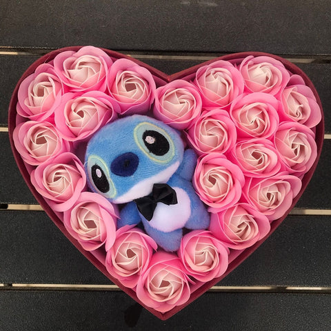 Joli Coffret Peluche Stitch et Roses éternelles parfumée