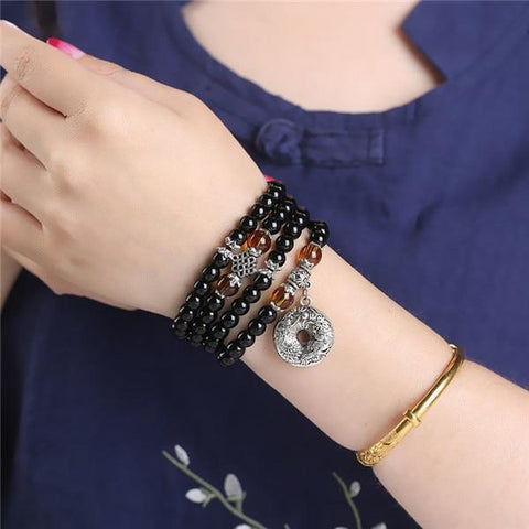 Bracelet En Obsidienne Bouddhiste