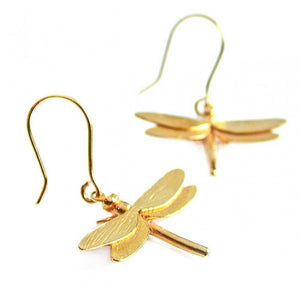 Alex Monroe Gold Dragonfly Earrings 