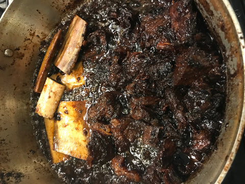 Finished grass-fed braised short ribs