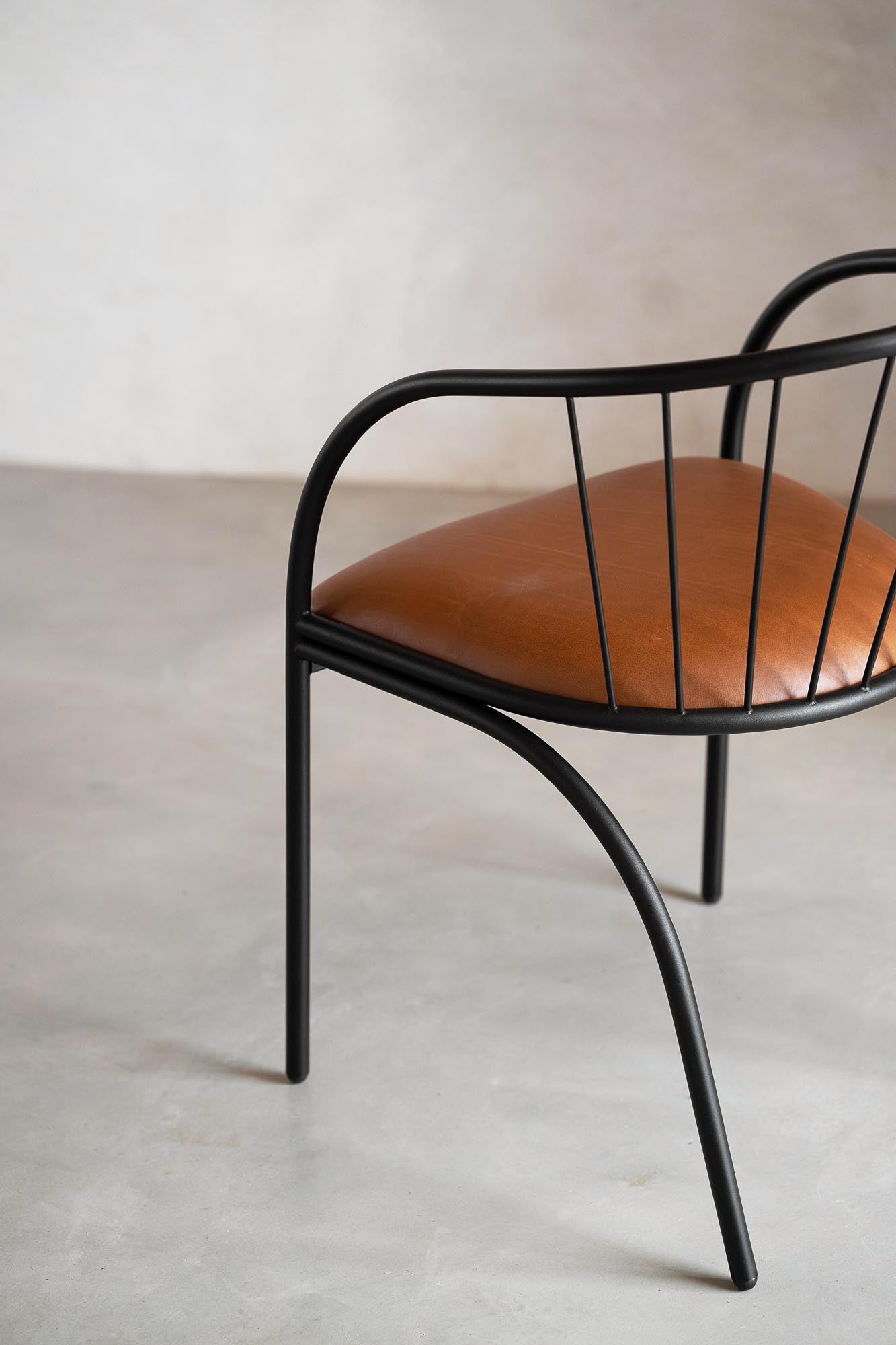 Fluted Occasional Chair with Leather Seat - Pedersen + Lennard