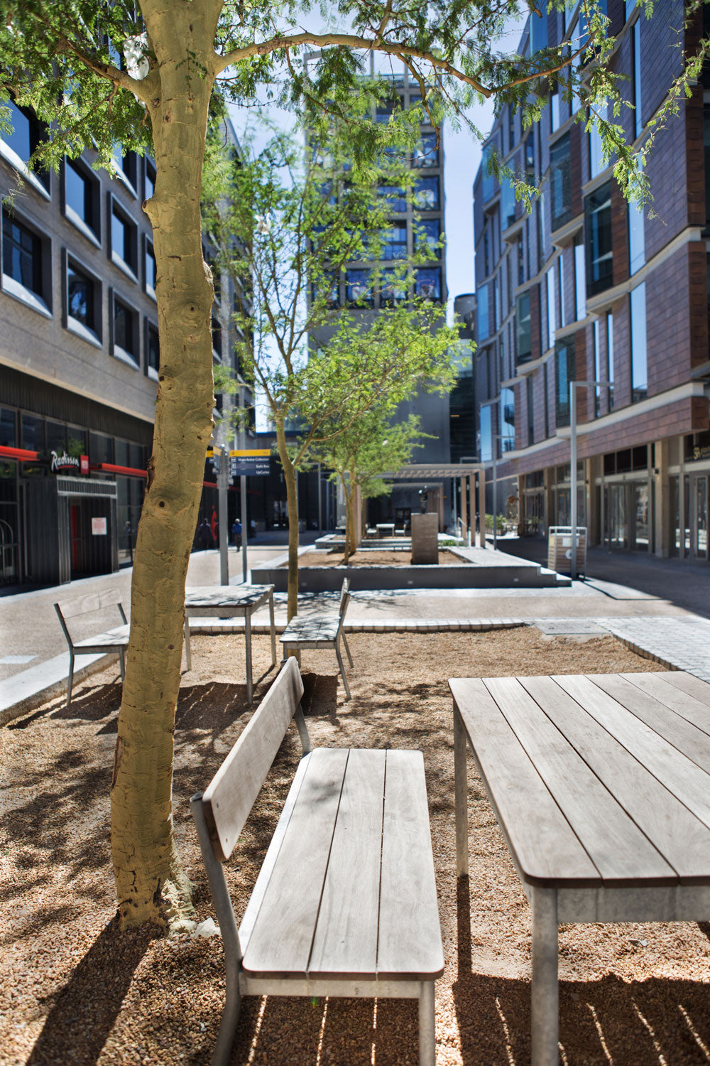 KPA Outdoor Table and Backed Bench - Pedersen + Lennard